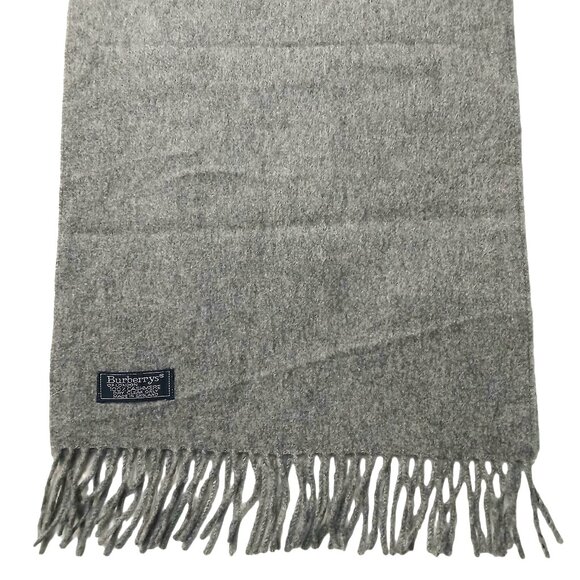 Luxury Vintage Gray Cashmere Burberry Scarf Embroidered Logo Fall Winter Scarves - Picture 3 of 6